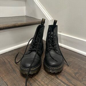 Dr. Martens Luana Black Leather Moto Boots